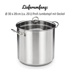 GSW Edelstahl-Großtopf 20 Liter mit Glasdeckel – Ø 30 cm