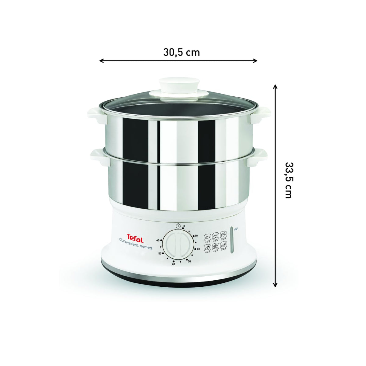 Tefal Dampfgarer VC1451 – 6 L, 2 Edelstahl-Behälter, Timer