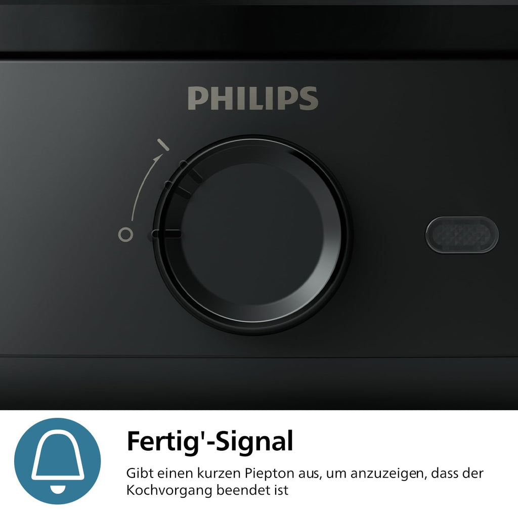 Philips Eierkocher 3000 – für bis zu 6 Eier, 400 W, Schwarz