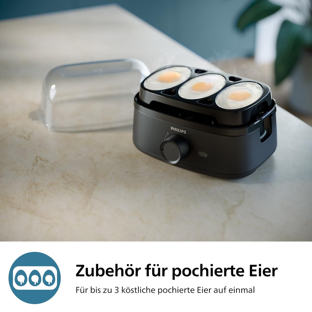 Philips Eierkocher 3000 – für bis zu 6 Eier, 400 W, Schwarz