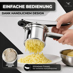 Kartoffelpresse aus Edelstahl – mit 3 Lochscheiben