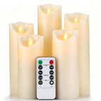 LED Kerzen flackernd aus Echtwachs – 5er Set mit Fernbedienung