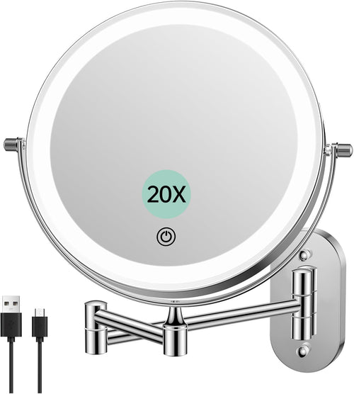 Beleuchteter Kosmetikspiegel 1x/30x mit Akku – Wandmontage