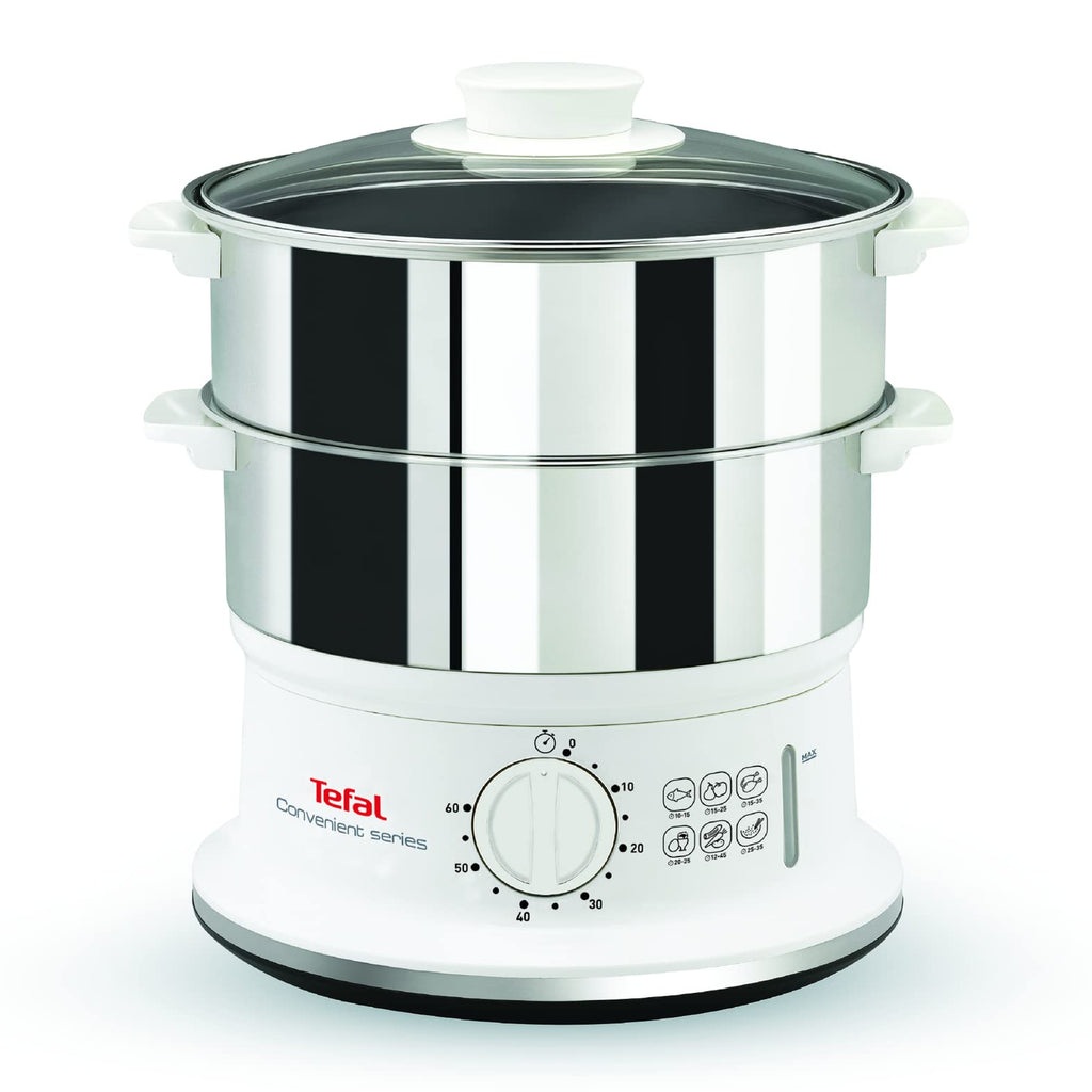 Tefal Dampfgarer VC1451 – 6 L, 2 Edelstahl-Behälter, Timer