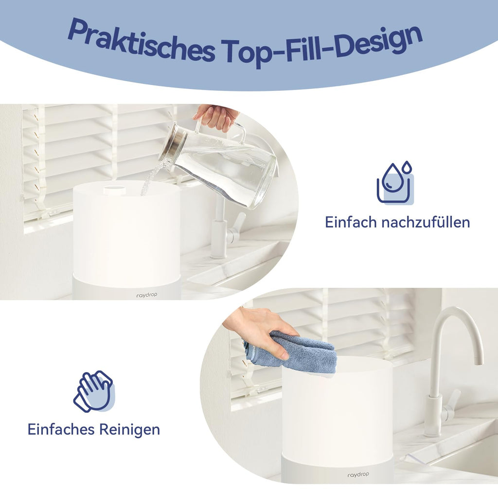 Luftbefeuchter 3 L mit Top-Fill – Aroma-Diffuser, Timer, flüsterleise