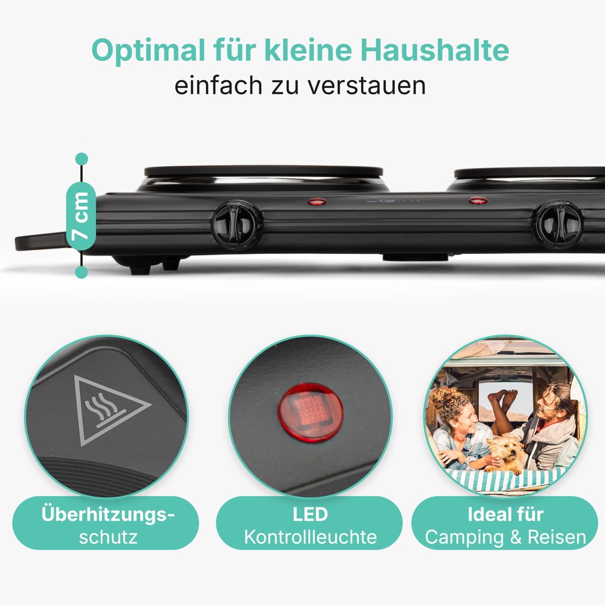 Clatronic Doppelkochplatte DKP 3583 – 1500 W + 1000 W