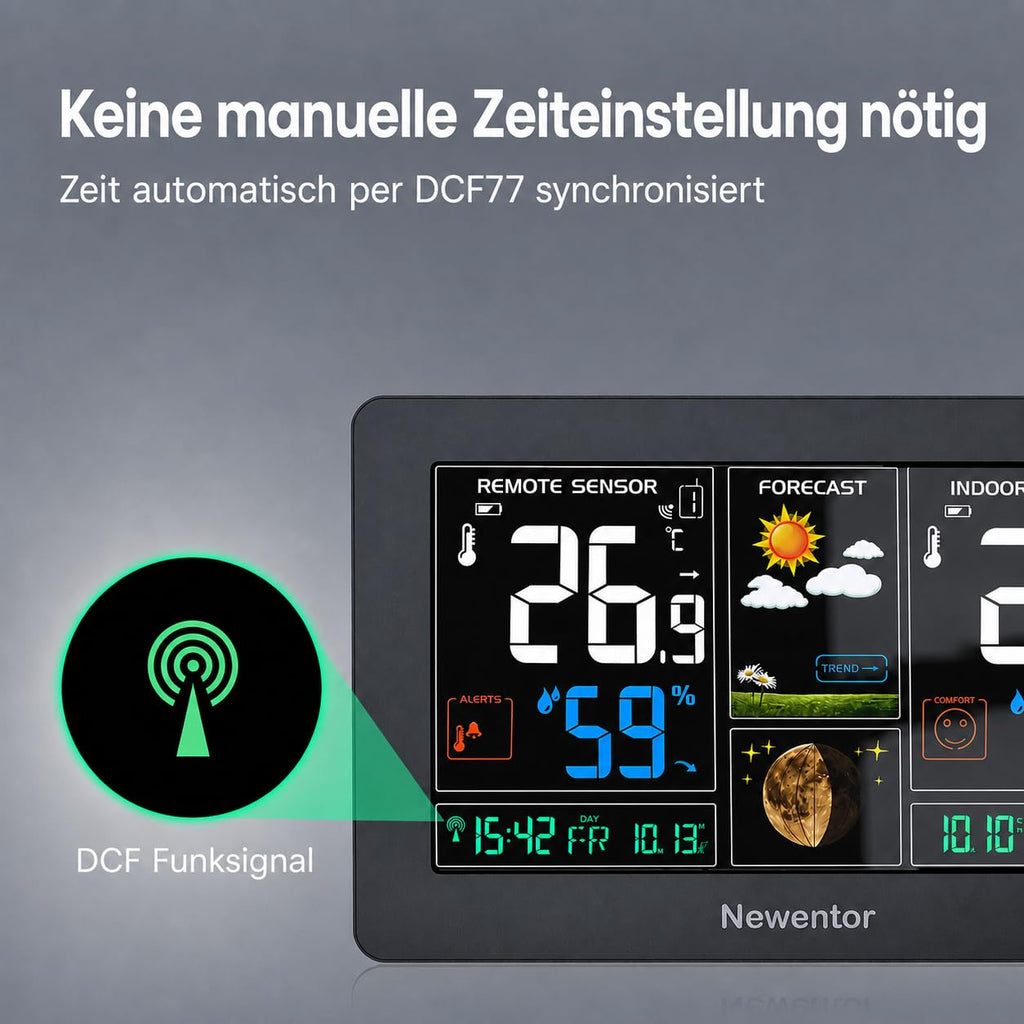 Funk-Wetterstation mit Farbdisplay & Außensensor