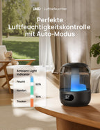 Dreo Luftbefeuchter 3 L – leise, mit Feuchtigkeitssensor & Nachtlicht