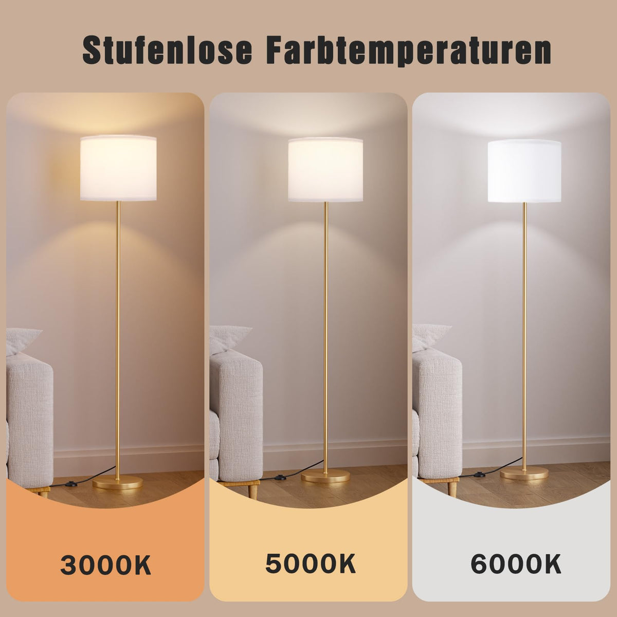 Stehlampe dimmbar mit Fernbedienung – 5 Lichtfarben