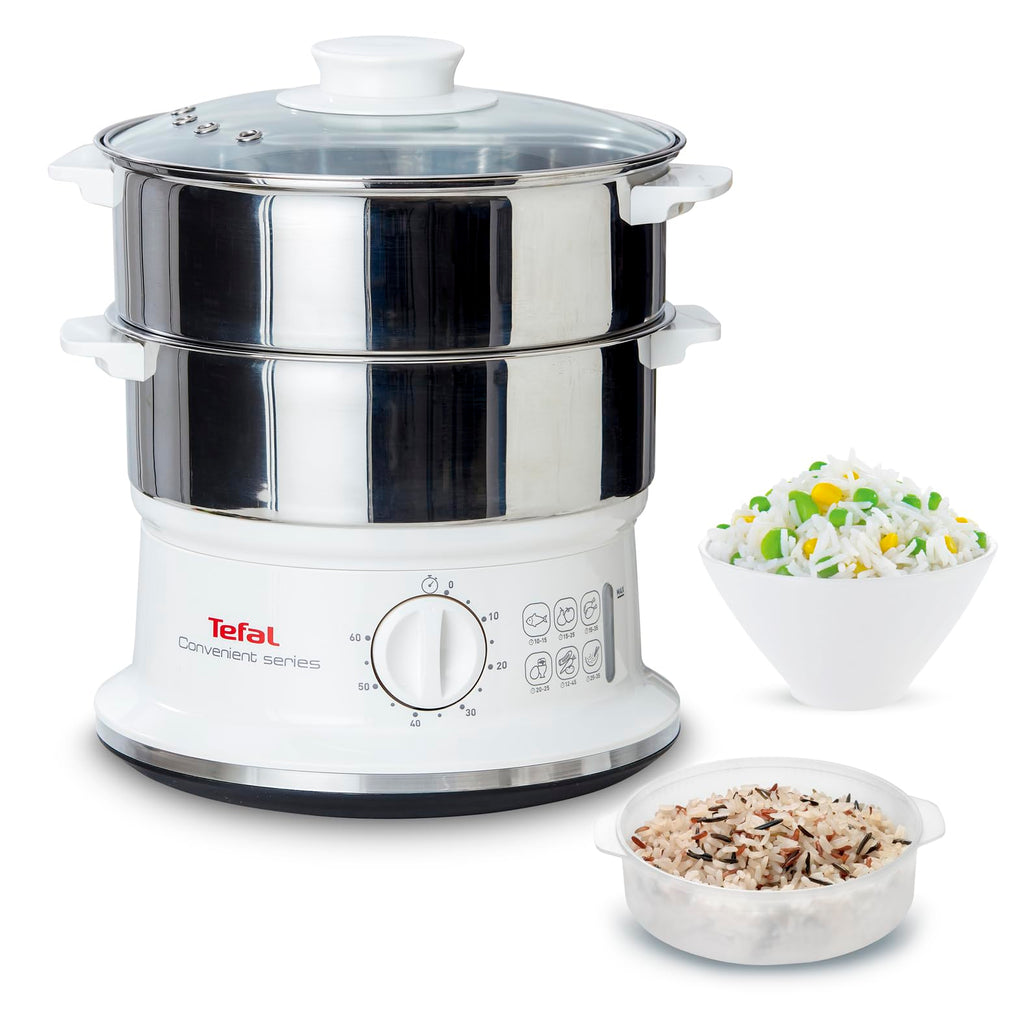 Tefal Dampfgarer VC1451 – 6 L, 2 Edelstahl-Behälter, Timer