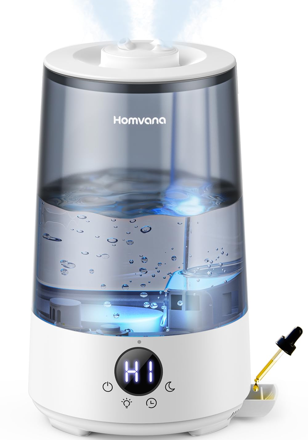 Homvana Luftbefeuchter mit Top-Fill – 3-in-1 mit Aroma & Nachtlicht