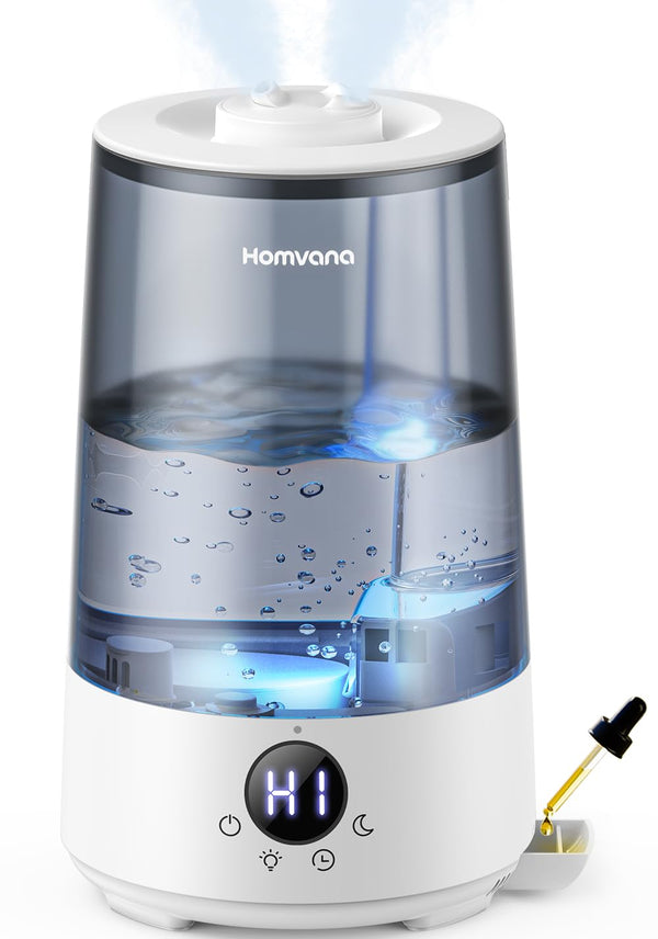 Homvana Luftbefeuchter mit Top-Fill – 3-in-1 mit Aroma & Nachtlicht