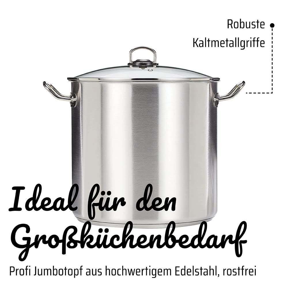 GSW Edelstahl-Großtopf 20 Liter mit Glasdeckel – Ø 30 cm