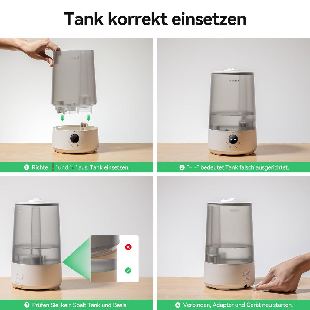 Homvana Luftbefeuchter mit Top-Fill – 3-in-1 mit Aroma & Nachtlicht