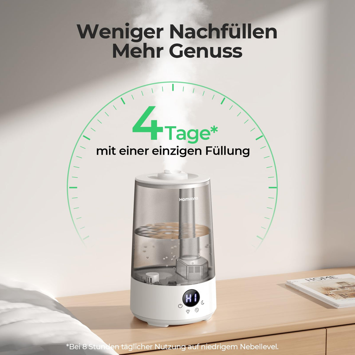 Homvana Luftbefeuchter mit Top-Fill – 3-in-1 mit Aroma & Nachtlicht