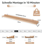 Wandregal aus massiver Eiche – Schweberegal mit Kante, 60 cm