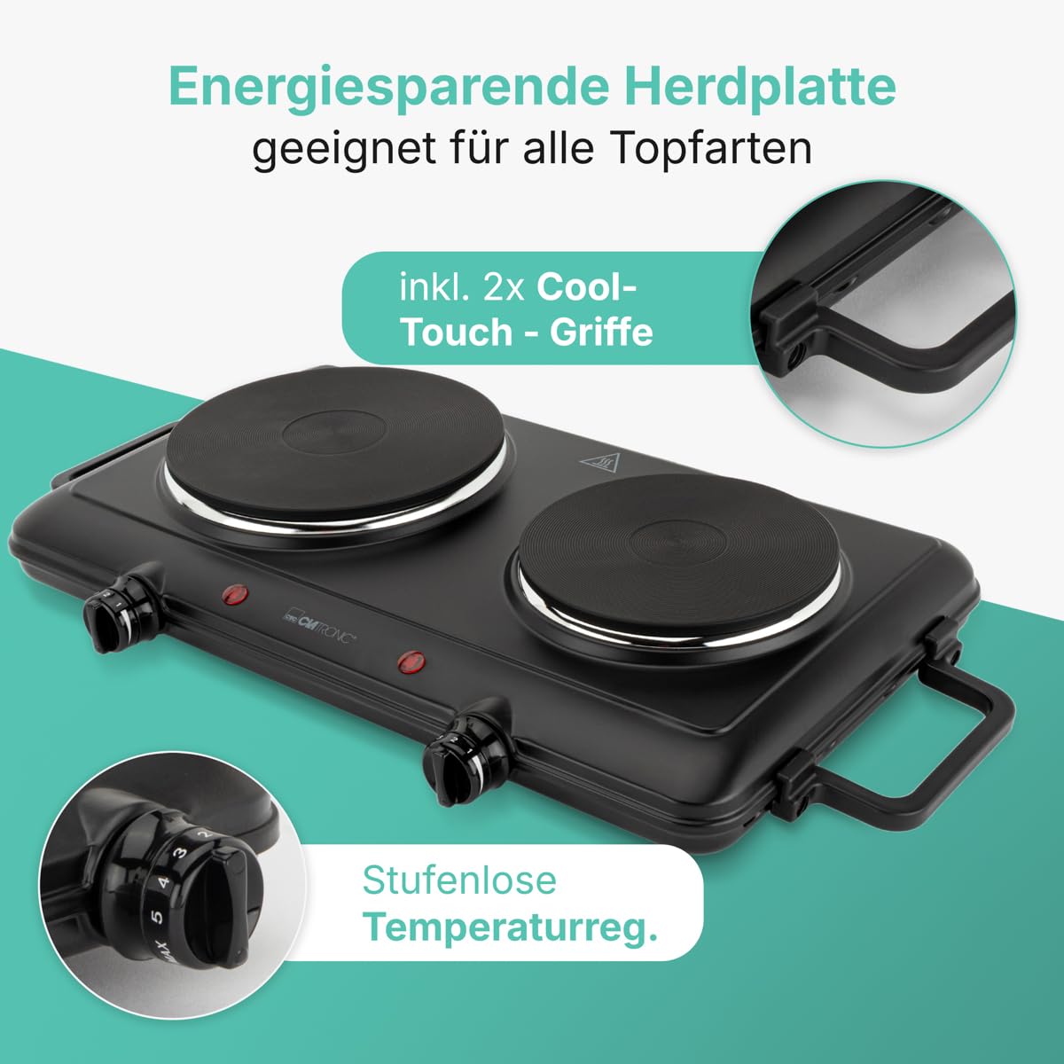 Clatronic Doppelkochplatte DKP 3583 – 1500 W + 1000 W