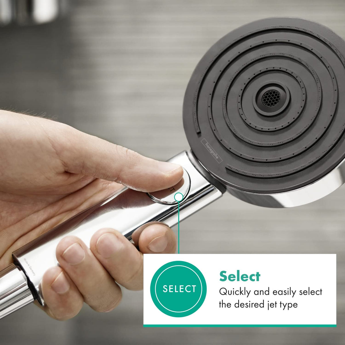 hansgrohe Pulsify Select S Handbrause – 3 Strahlarten, wassersparend