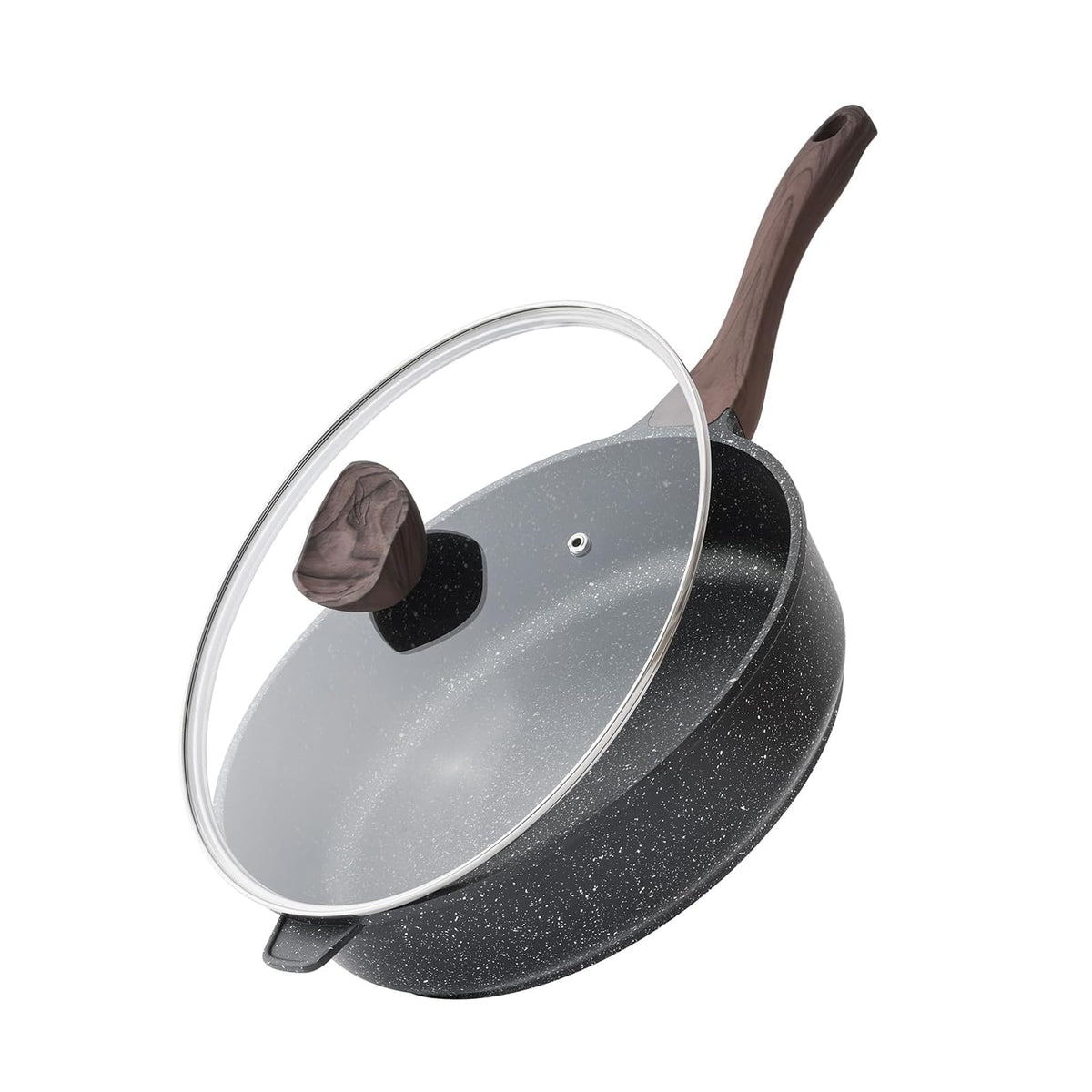 Antihaft-Schmorpfanne mit Glasdeckel – 30 cm, 4,7 L, induktionsgeeignet