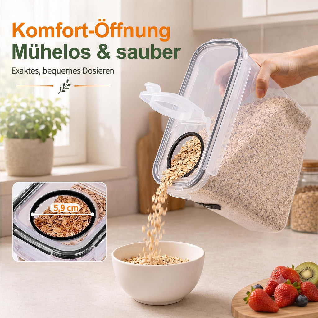 Vorratsdosen 4 L im 6er-Set – luftdicht, mit Schüttöffnung & Etiketten