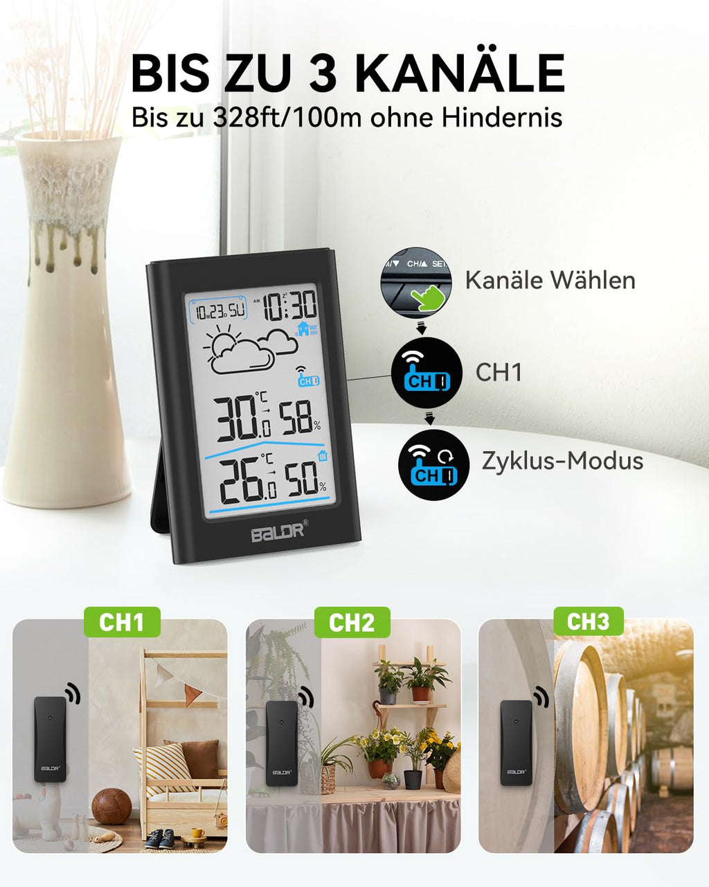 Funk-Wetterstation mit Außensensor – Thermometer & Hygrometer