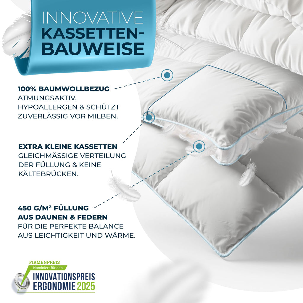 Glückstoff® Daunendecke – Federn & Daunen, Ganzjahresdecke