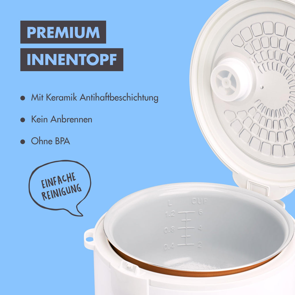 Reishunger Reiskocher & Dampfgarer – Keramik-Innentopf, 1,2 L