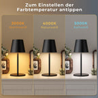 Kabellose Akku-Tischlampe 2er-Set – dimmbar, 3 Lichtfarben, Touch
