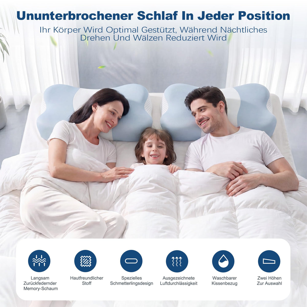Ergonomisches Schmetterlingskissen aus Memory Foam – 2 Höhen
