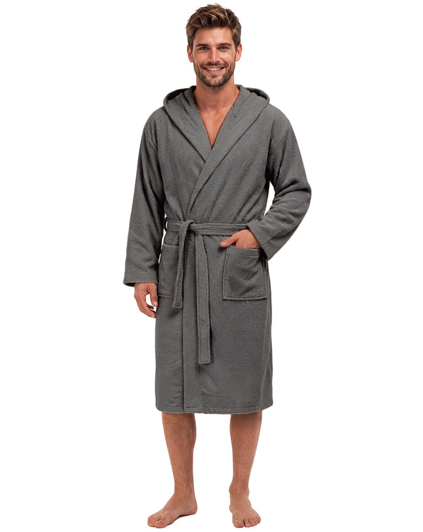 Herren-Bademantel aus Frottee mit Kapuze – 100 % Baumwolle, Oeko-Tex