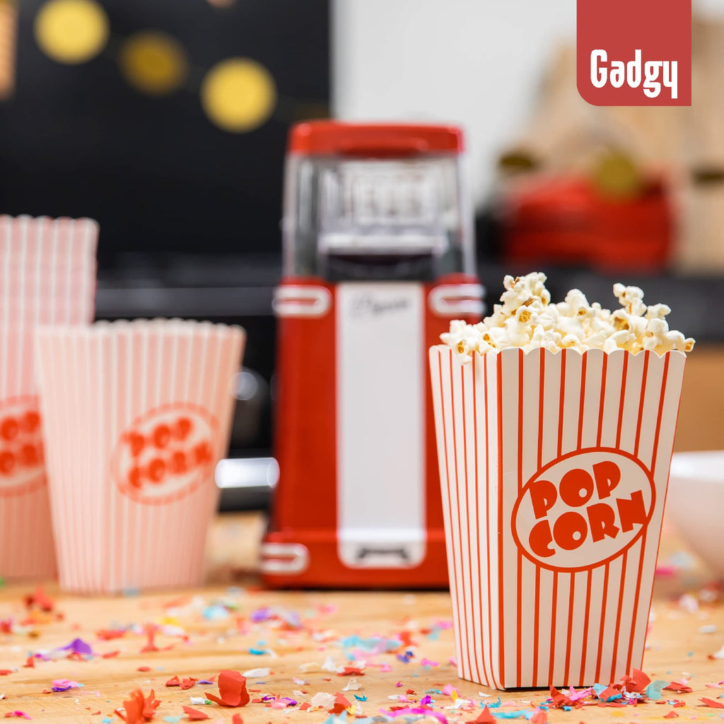 Gadgy Popcornmaschine Heißluft – 1200 W, ölfrei, Retro Rot