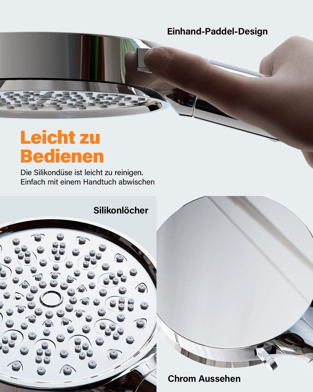 Filter-Duschkopf mit Schlauch – 6 Strahlarten, Hochdruck, Wasserfilter