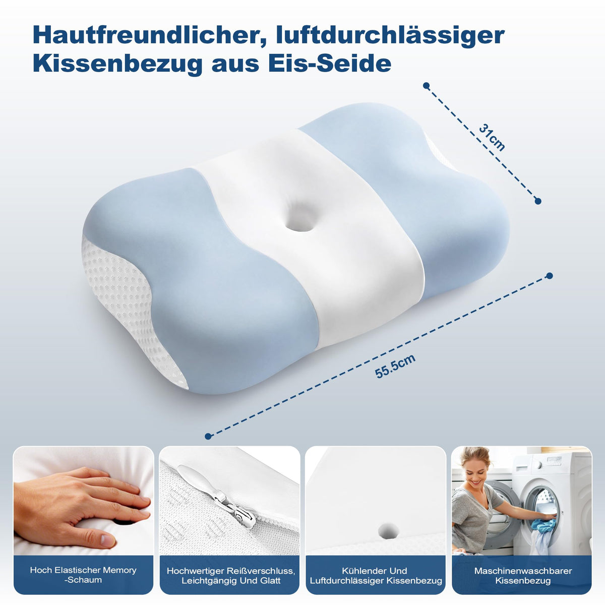 Ergonomisches Schmetterlingskissen aus Memory Foam – 2 Höhen