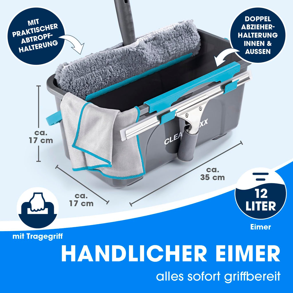 CLEANmaxx Fensterreiniger-Set 7-teilig – mit Eimer & Reinigerkonzentrat