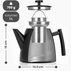 Doppelwandige Thermo-Teekanne mit Sieb – Edelstahl 304