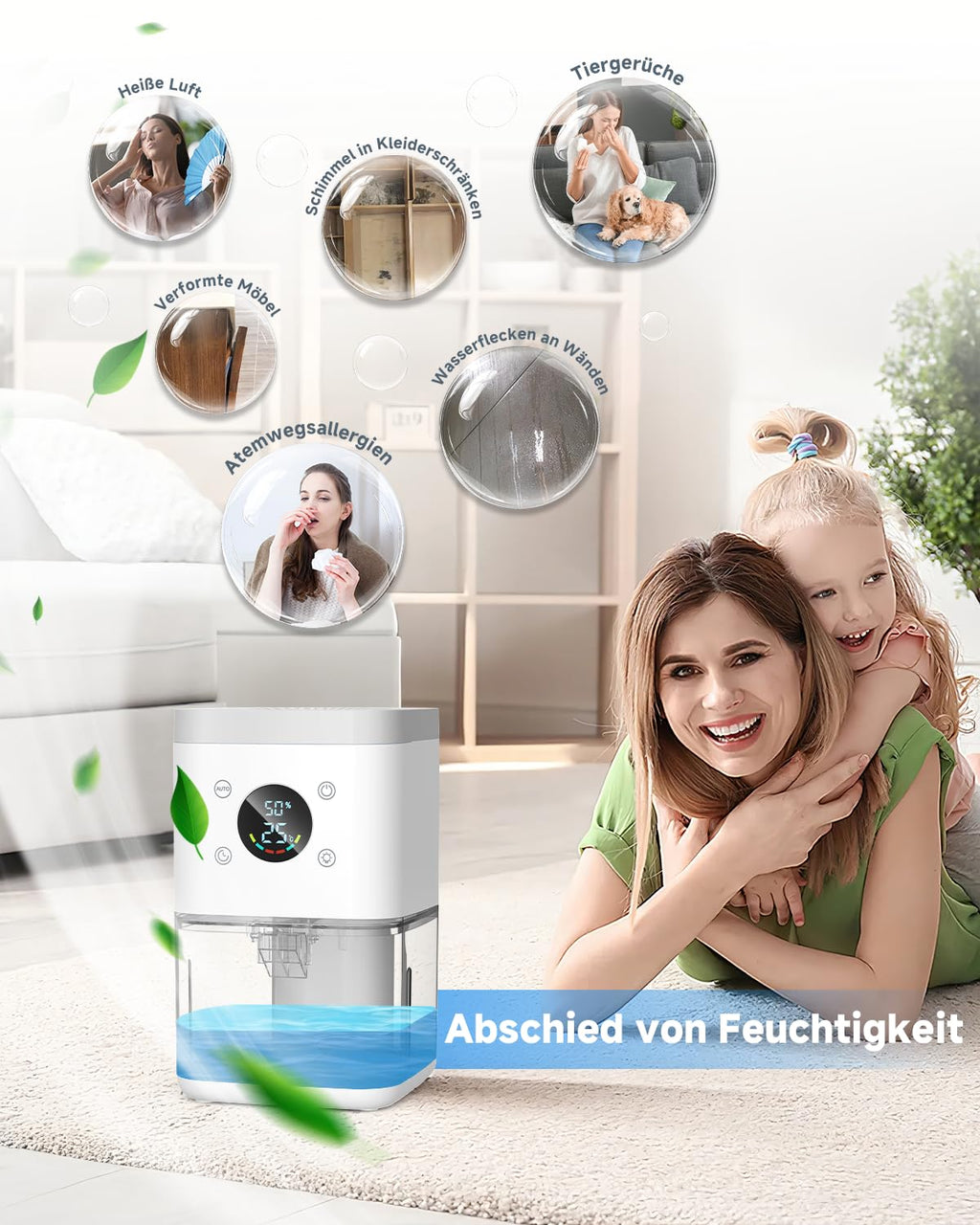 Elektrischer Luftentfeuchter 1,8 L – leise, mit Abschaltautomatik