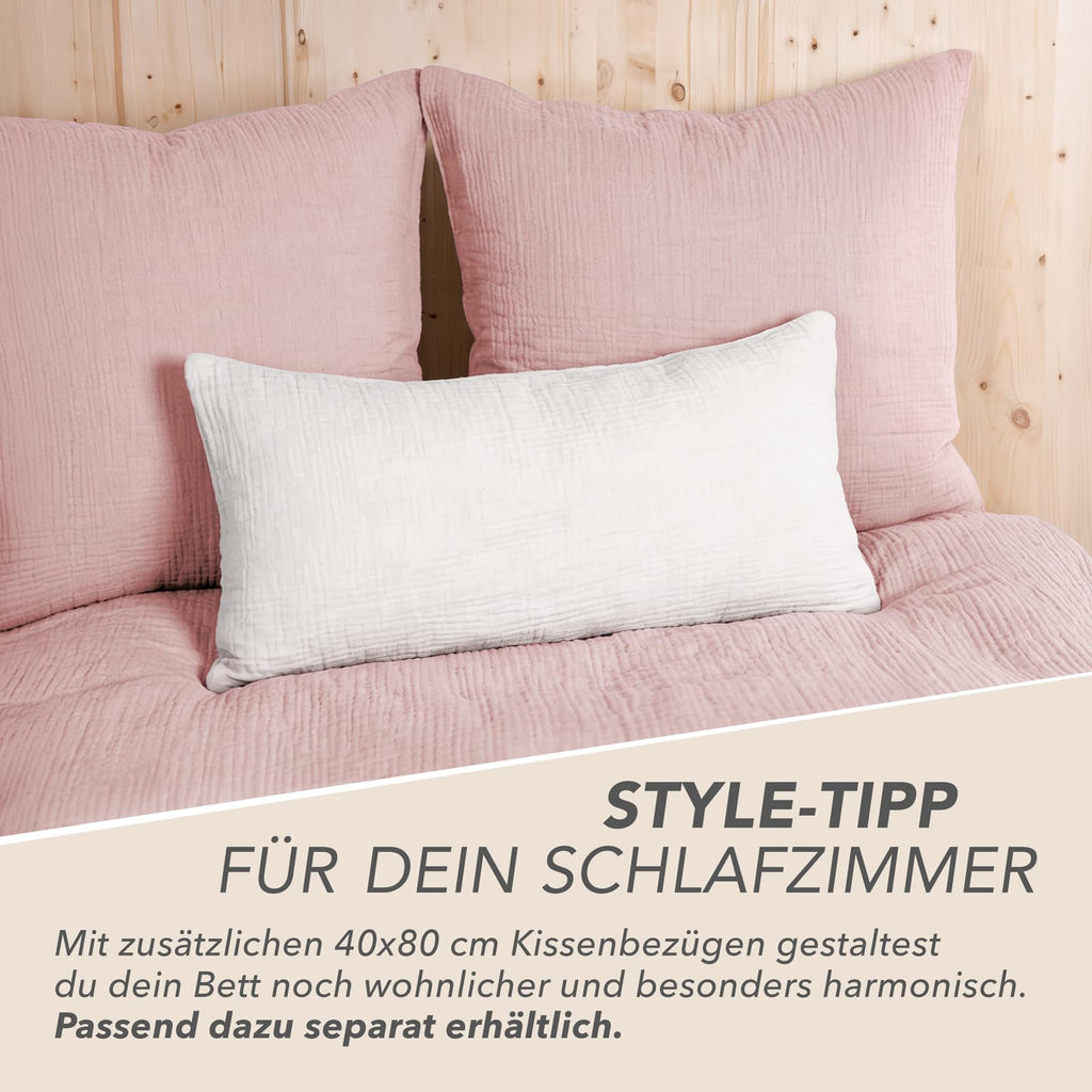 Musselin-Bettwäsche 135 x 200 cm – 100 % Baumwolle, 2-teilig