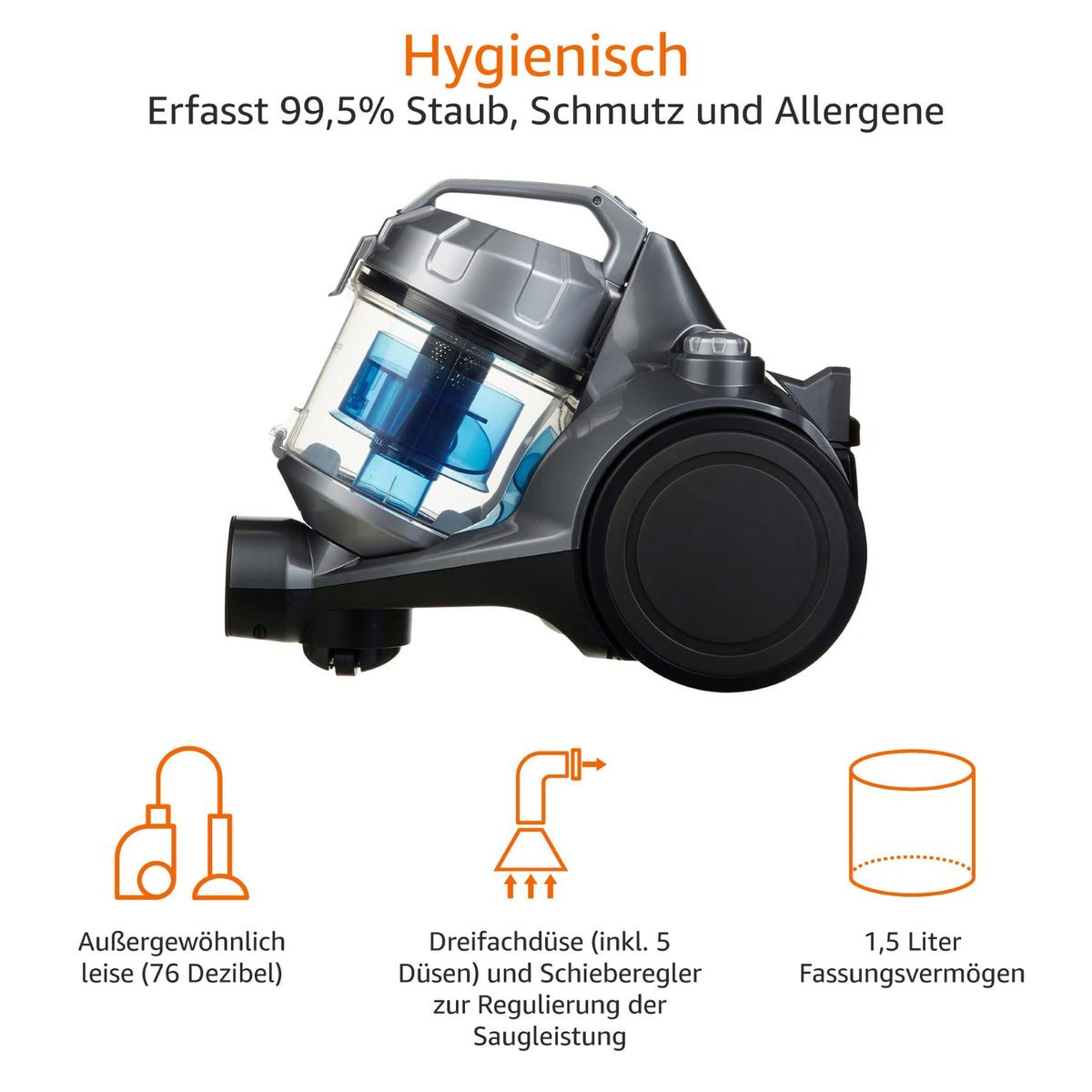 Beutelloser Zyklon-Staubsauger mit HEPA-Filter