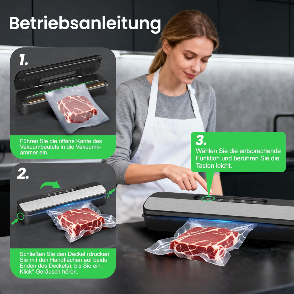 Vakuumierer 7-in-1 mit Folienschneider – 75 kPa