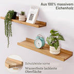Wandregal aus massiver Eiche – Schweberegal mit Kante, 60 cm