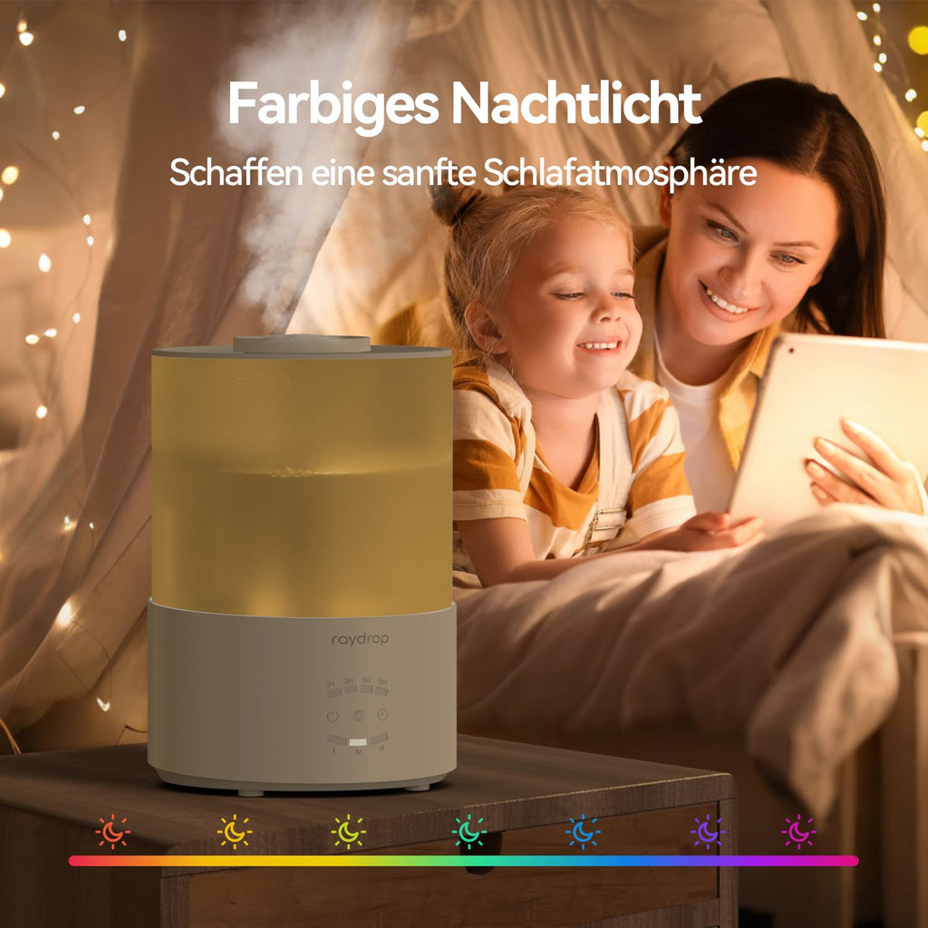 Luftbefeuchter 3 L mit Top-Fill – Aroma-Diffuser, Timer, flüsterleise