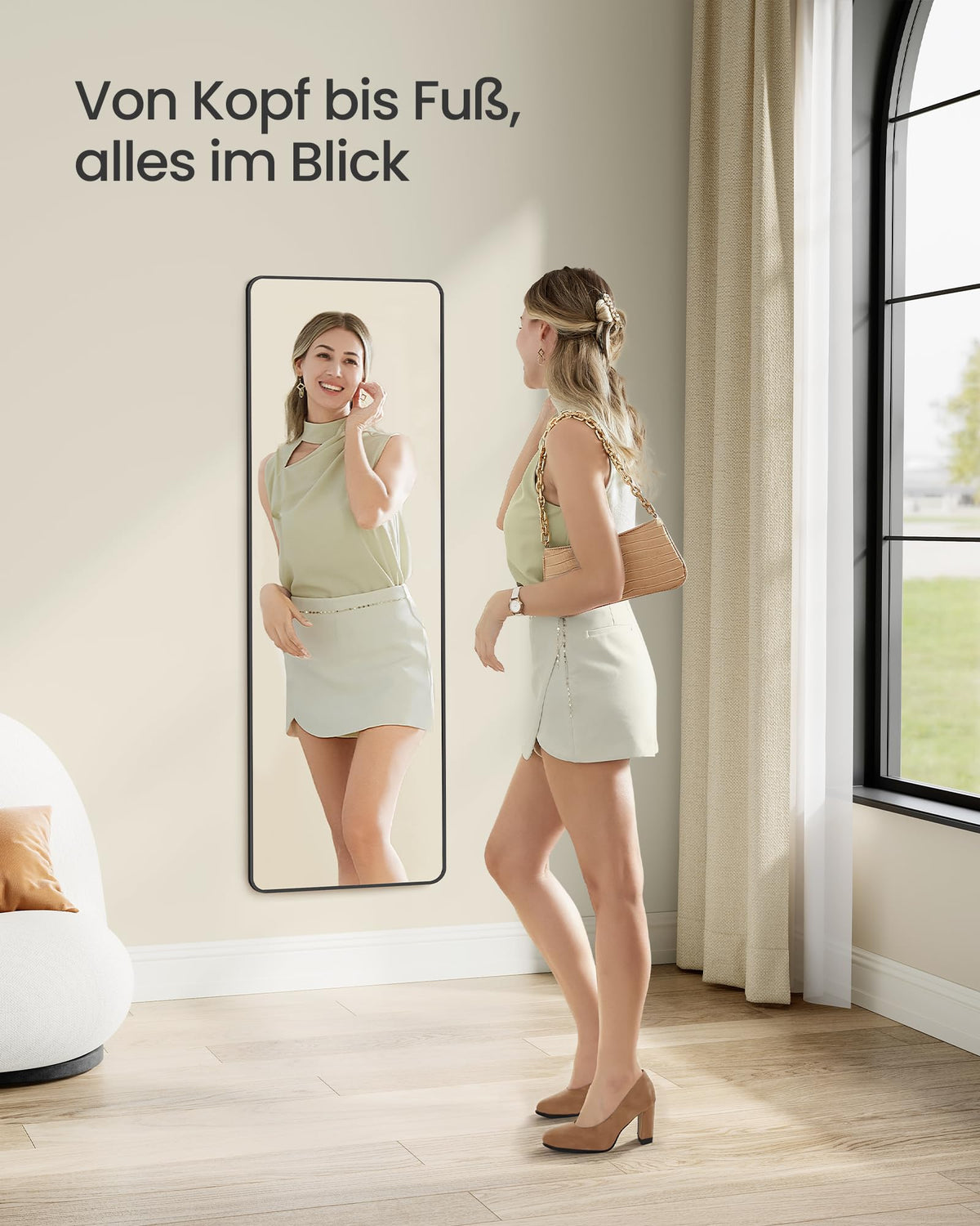 Ganzkörperspiegel 120 x 40 cm – Wand- oder Türmontage