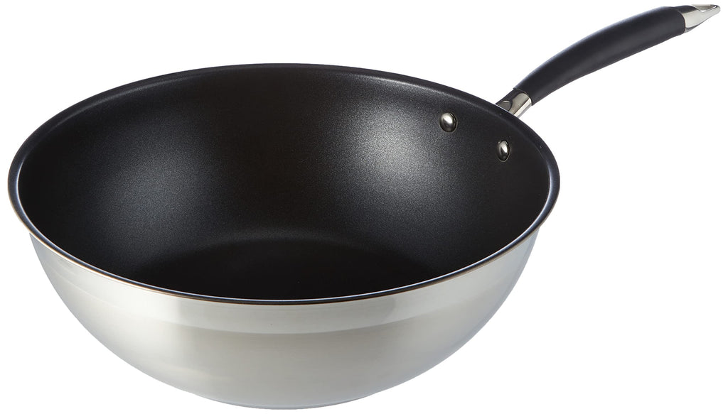 Edelstahl-Wok 28 cm mit Antihaftbeschichtung – induktionsgeeignet