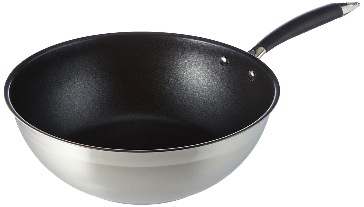 Edelstahl-Wok 28 cm mit Antihaftbeschichtung – induktionsgeeignet