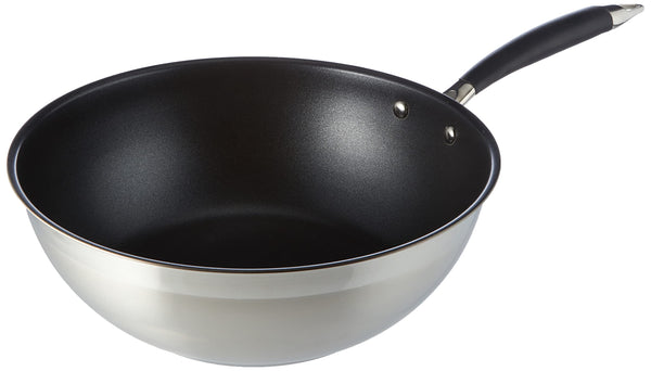 Edelstahl-Wok 28 cm mit Antihaftbeschichtung – induktionsgeeignet