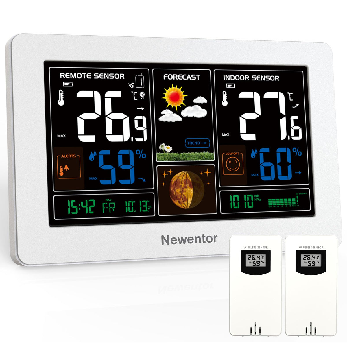 Funk-Wetterstation mit Farbdisplay & Außensensor