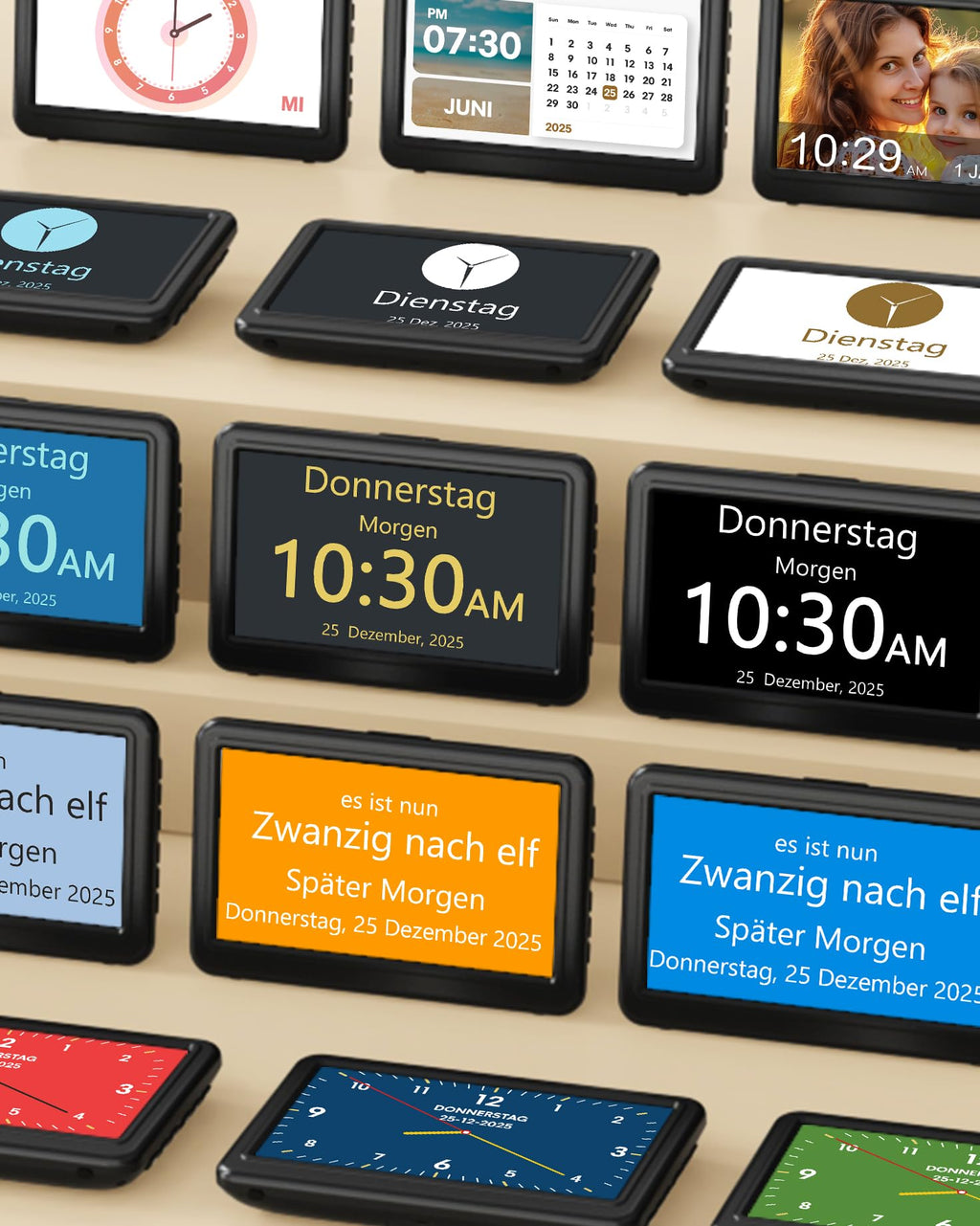 Digitale Kalenderuhr 7 Zoll – mit Datum, Wochentag & 20 Erinnerungen