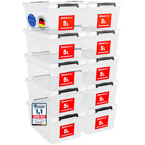 Aufbewahrungsboxen mit Deckel – 10er Set, stapelbar, BPA-frei