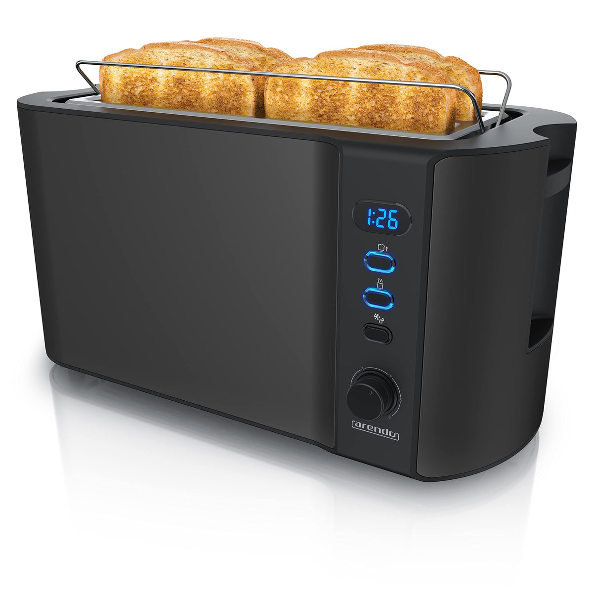 Arendo Langschlitz-Toaster mit Restzeitanzeige – 4 Scheiben, 1500 W