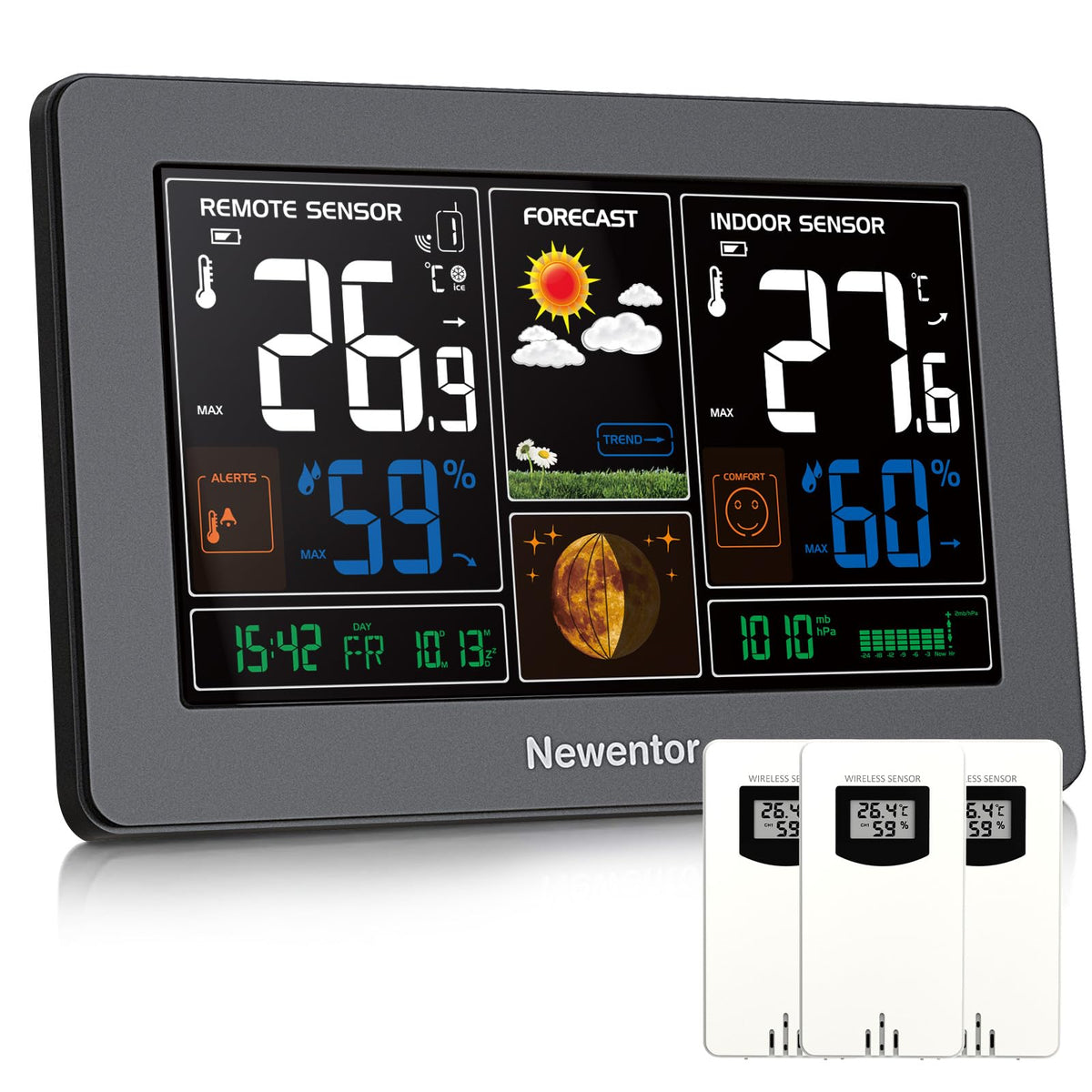Funk-Wetterstation mit Farbdisplay & Außensensor